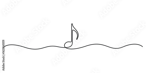 Continuous one line drawing music note vector sketch illustration. Abstract music notes song sound concept white background outline, Music notes and treble clef single line art. Vector illustration