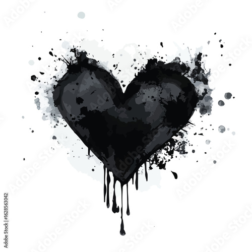 Abstract Broken Heart Watercolor Illustration