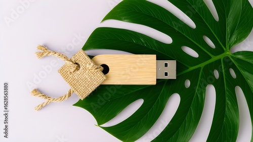 Obraz na płótnie Stylish Wooden Flash Drive for Storage