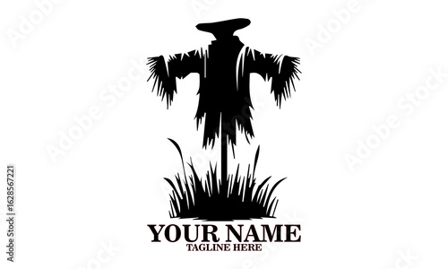 illustration silhouette scarecrow standing proudly guarding, scarecrow icon. scarecrow vector illustration and scarecrow logo art