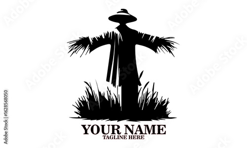 illustration silhouette scarecrow standing proudly guarding, scarecrow icon. scarecrow vector illustration and scarecrow logo art