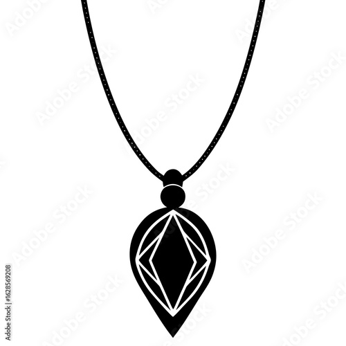 Pendant necklace gemstone vector silhouette