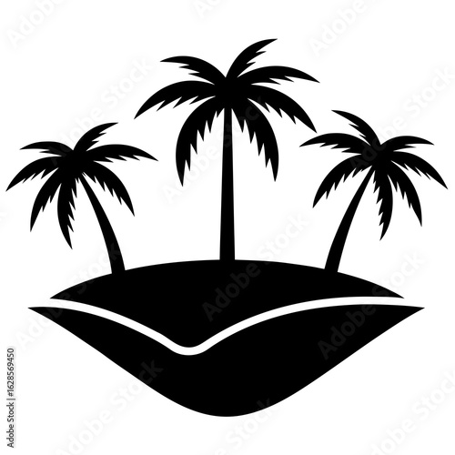 Desert oasis with palm trees vector silhouette 