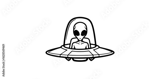 Alien ufo spaceship drawing vector illustration extraterrestrial flying saucer space exploration clip art object