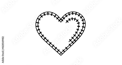 Stitched heart vector graphic design element for valentine's day love and romance themed projects and crafts