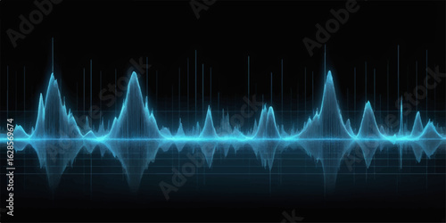 A digital blue sound wave shows a cardiogram-like heartbeat on a medical monitor