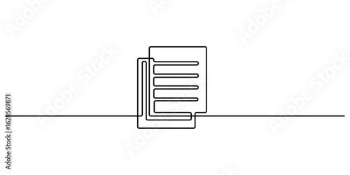 Continuous single line vector drawing of a folder. Documents file icon. Saving securities vector icon. Doodle vector illustration