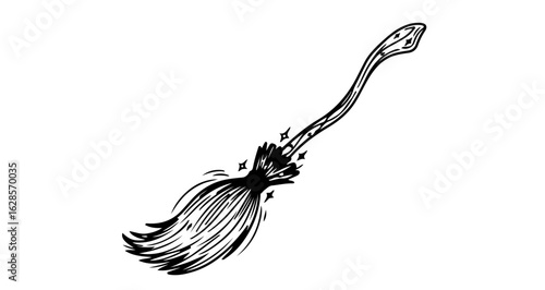 Witch broom halloween vector illustration spooky broomstick for halloween decoration and magical designs