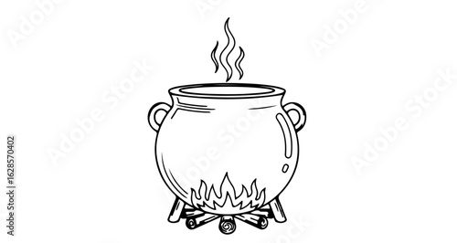 Witch cauldron drawing vector illustration for halloween potion cooking brew isolated clip art design element