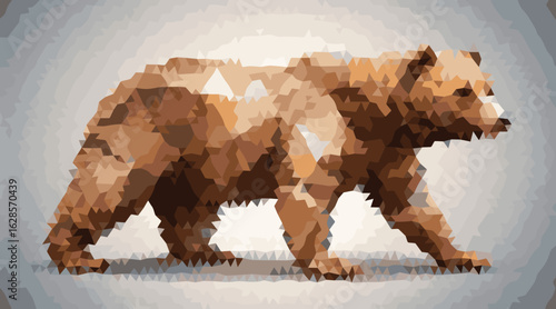 Grizzly Bear Walking Low Poly Style brown bear wildlife