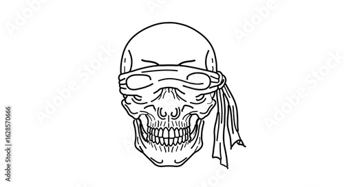 Skull illustration with blindfold vector art death head drawing halloween skeleton anatomy design graphic tattoo image