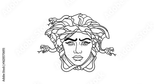 Medusa gorgon greek mythology drawing vector illustration of scary woman with snakes for hair design