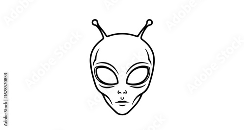 Alien head drawing extraterrestrial illustration space invader ufo sighting sci fi outline vector art