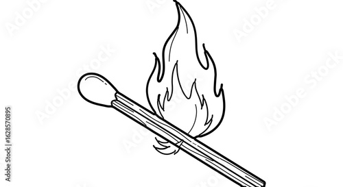Burning matchstick illustration vector drawing for fire safety awareness and prevention education design