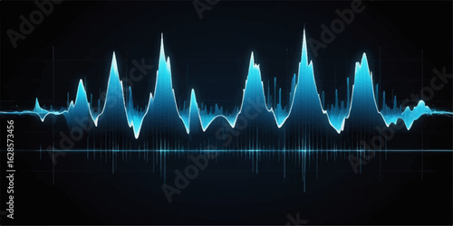 Medical heart pulse graph on a monitor with a heartbeat line, electrocardiogram sound, and EKG wave trace illustration