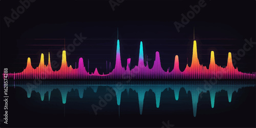 Abstract blue digital sound wave background with a modern equalizer graph pulse design
