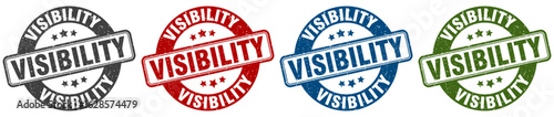 visibility stamp. visibility round stamp set isolated on white background