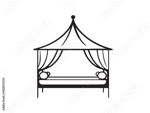Daybed canopy icon in simple outlined vector format
