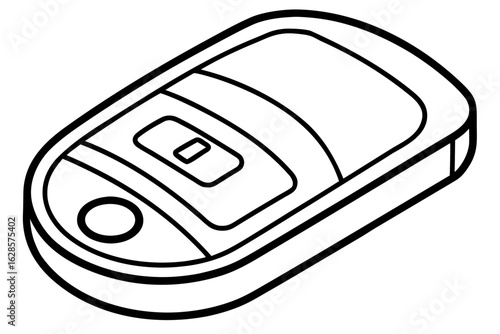 Simple line drawing of a car key fob isolated on white background