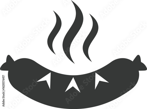 An appetizing sausage with steam illustration. The illustration shows a cooked sausage with smoke rising, perfect for culinary themes, Vector