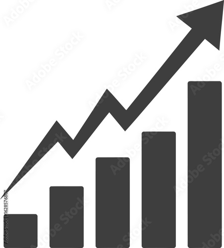 An upward trending graph, representing growth, success, and progress. The arrow symbolizes the continuous advancement and positive trajectory Vector