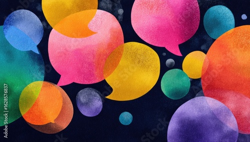 Colorful speech bubbles on dark background