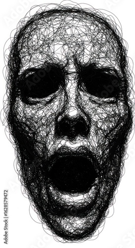 Screaming Face Outline