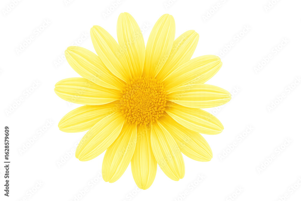 Close-up of a single, vibrant yellow daisy with a transparent background, perfect for design projects Close-up of a single, vibrant yellow daisy with a transparent background, perfect for design projects