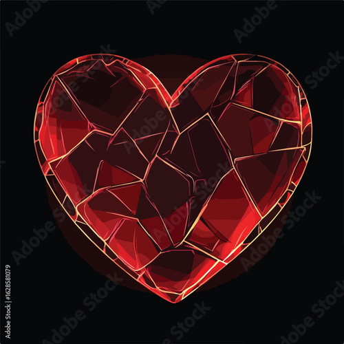 Broken Red Heart Dark Retro Background