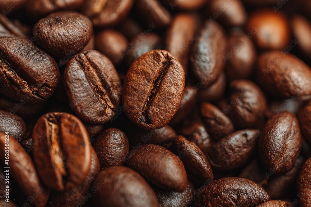 Naklejka premium Close-up of many roasted coffee beans (1)