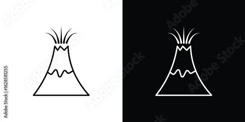 Volcano eruption icon vector illustration sign symbol. linear design