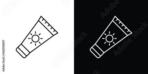 Sun cream icon vector illustration sign symbol. linear design