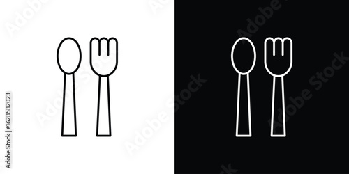 Spoon and Fork icon vector illustration sign symbol. linear design