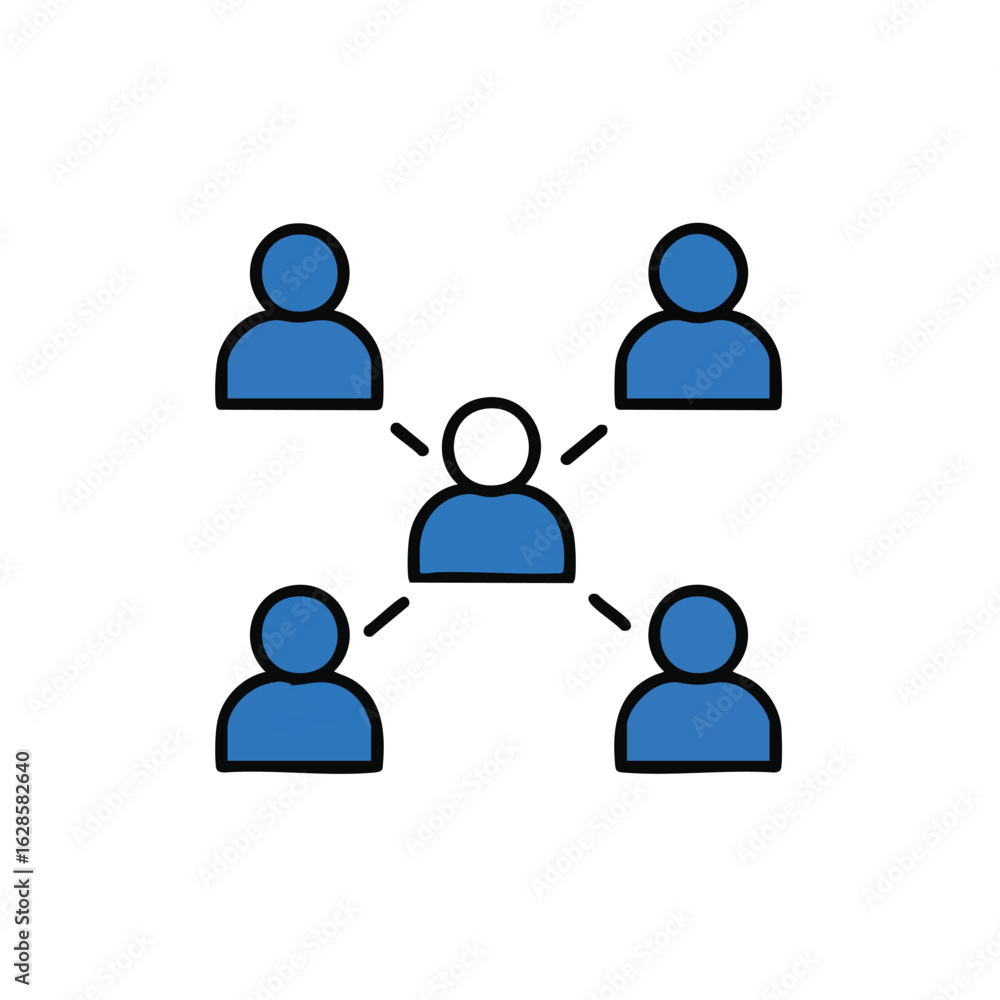 This simple doodle illustrates a central individual connected to a group of people, symbolizing social networking, community, and communication. This simple doodle illustrates a central individual connected to a group of people, symbolizing social networking, community, and communication.
