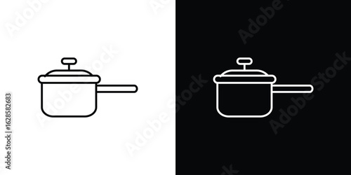 Sauce pan icon vector illustration sign symbol. linear design