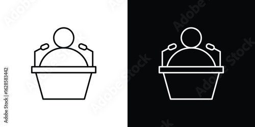 Politician speaker icon vector illustration sign symbol. linear design