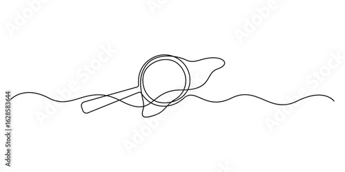 One continuous line drawing of liver anatomy search on magnifying glass. Human organ medical concept vector illustration