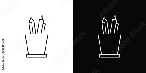 Pencil holder icon vector illustration sign symbol. linear design