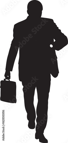 Businessman Walking with Briefcase and Checking Watch Silhouette
