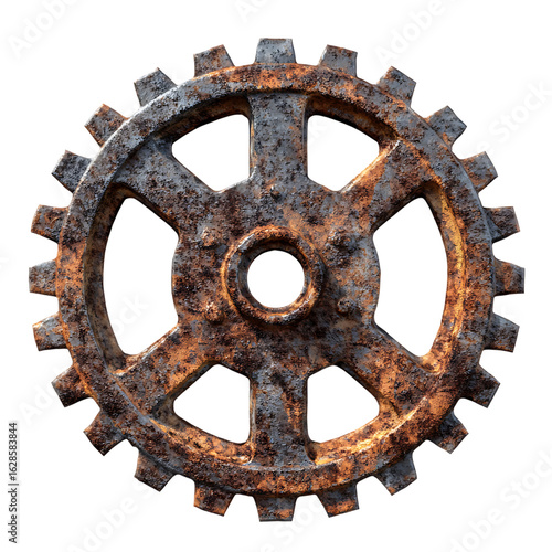 Quadro su tela Rustic Industrial Gearwheel:  Aged Metal Cog, Steampunk Aesthetic, transparent Background
