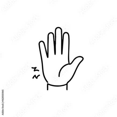 A minimalist line art illustration depicts a human hand experiencing discomfort or tingling sensations, symbolizing potential medical conditions like carpal tunnel syndrome.
