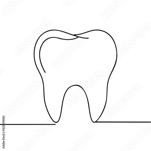 A minimalist continuous line drawing of a healthy human tooth, symbolizing dental care, oral hygiene, and the importance of a bright, healthy smile.