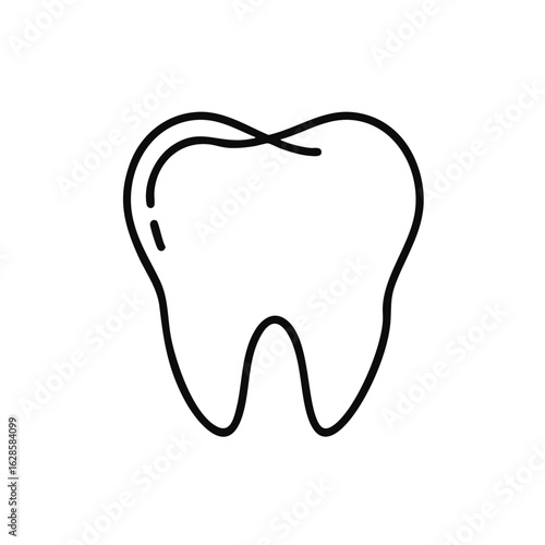 A clean, minimalist black outline illustration of a healthy human tooth, perfect for dental health concepts and oral hygiene designs.