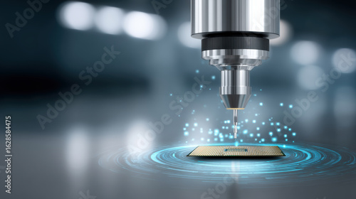 Wallpaper Mural Semiconductor chip manufacturing process with precision machinery and futuristic technology creating advanced electronic components clean Torontodigital.ca