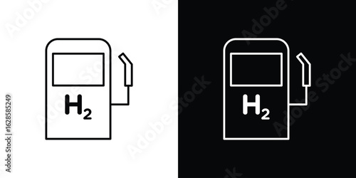 hydrogen fuel pump icon vector illustration sign symbol. linear design