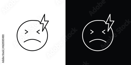 Headache icon vector illustration sign symbol. linear design