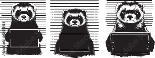 Adorable Ferret Mugshot Vector Art for Unique Design Projects