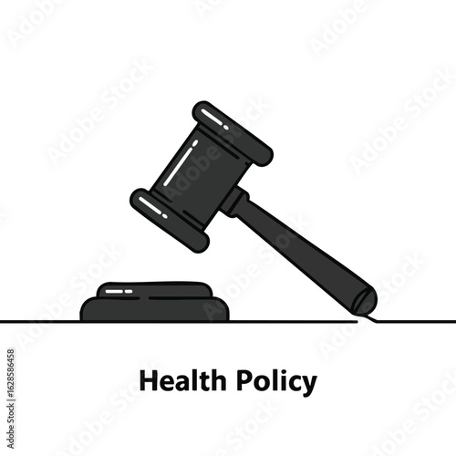 An illustrative black gavel resting on its sound block symbolizes the critical legal decisions and regulations impacting global health policy discussions.
