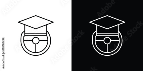 Driving school icon vector illustration sign symbol. linear design