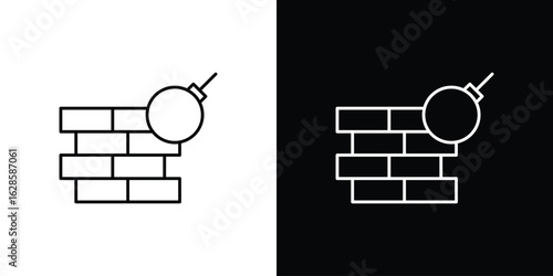 Demolition icon vector illustration sign symbol. linear design
